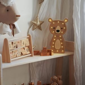 Drewniana lampka dla dzieci Miś Biszkoptowy