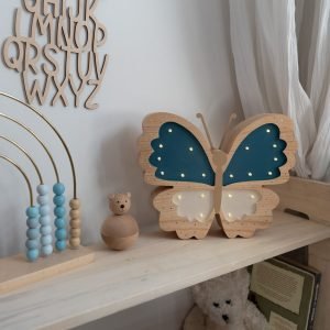 Drewniana Lampka dla dzieci Motyl Niebieski