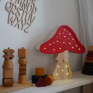 Drewniana lampka dla dzieci Muchomor Dostępne od Ręki