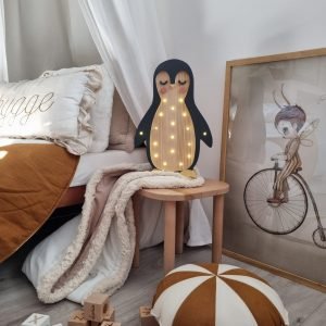 Drewniana lampka dla dzieci Pingwin