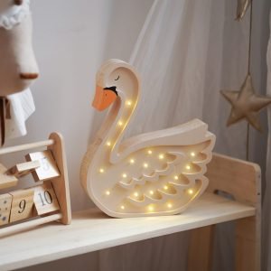 Drewniana lampka dla dzieci Łabędź