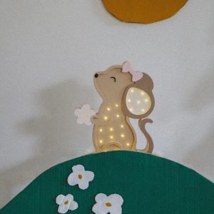 Drewniana lampka dla dzieci Myszka